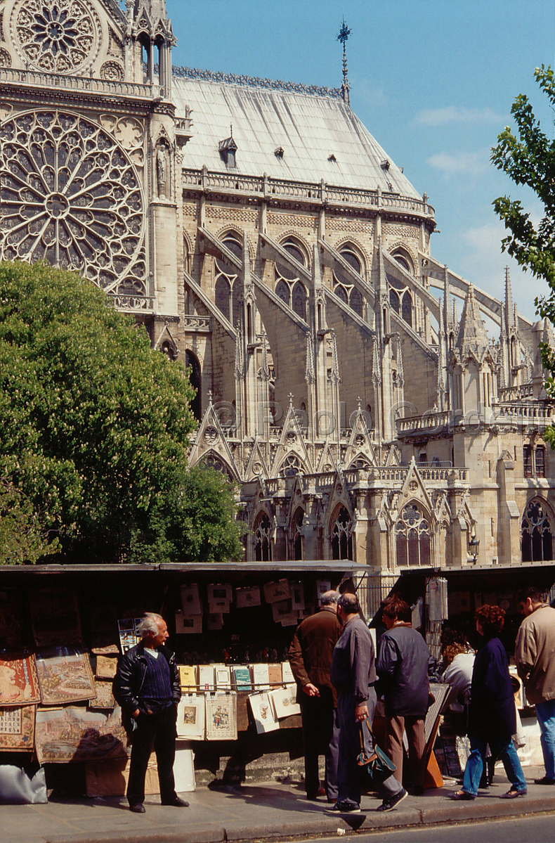 Bookstall in front of Notre Dame Cathedral, Paris, France
 (cod:Paris 37)